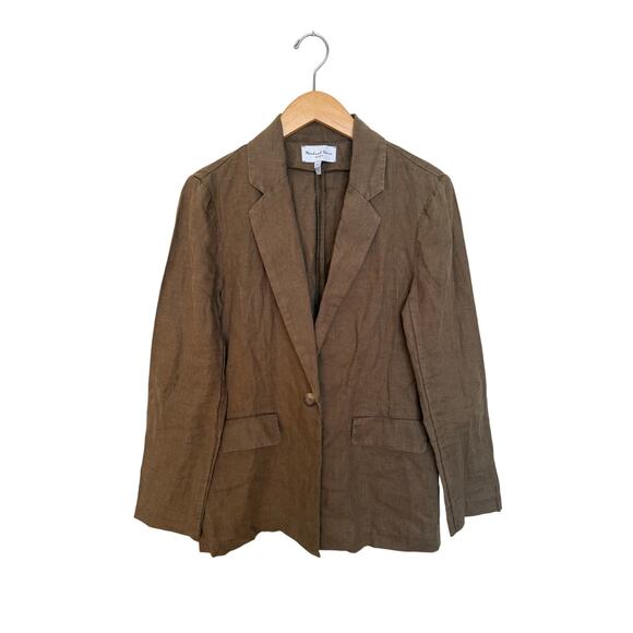 Michael Stars Lottie Linen Blazer Women’s Size M Olive Green Button Closure NWOT - Picture 5 of 8